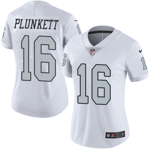 Women's Elite Jim Plunkett Nike Jersey White - #16 Rush NFL Oakland Raiders